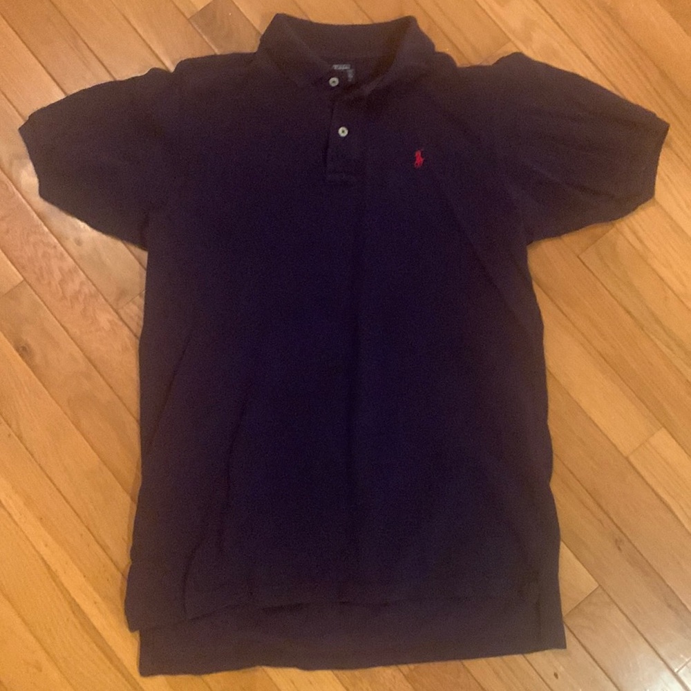 Dark blue shirt sleeve polo